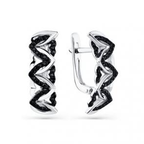 Серьги из белого золота Мастер Бриллиант с чёрным бриллиантом 05M2-208655-00-48 фото