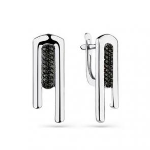 Серьги из белого золота Мастер Бриллиант с чёрным бриллиантом 05M2-208665-00-48 фото