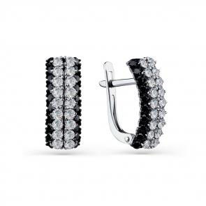 Серьги из белого золота Мастер Бриллиант с бриллиантом и чёрным бриллиантом 05M2-208675-00-55 фото