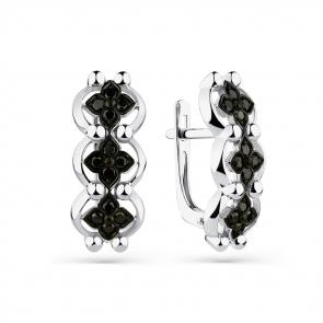 Серьги из белого золота Мастер Бриллиант с чёрным бриллиантом 05M2-208683-00-48 фото