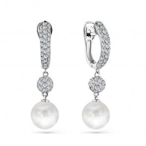 Серьги из белого золота Мастер Бриллиант с бриллиантом и жемчугом 05M2-208708-01-28 фото