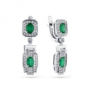 Серьги из белого золота Мастер Бриллиант с бриллиантом и изумрудом 05M2-208712-00-01 фото