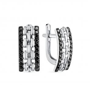 Серьги из белого золота Мастер Бриллиант с чёрным бриллиантом 05M2-208776-00-48 фото