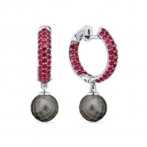 Серьги из белого золота Мастер Бриллиант с жемчугом и шпинелью 05M2-208859-00-55 фото