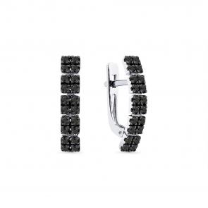 Серьги из белого золота Мастер Бриллиант с чёрным бриллиантом 05M2-208936-00-48 фото