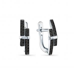 Серьги из белого золота Мастер Бриллиант с чёрным бриллиантом 05M2-208975-00-48 фото