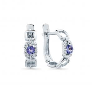 Серьги из белого золота Мастер Бриллиант с бриллиантом и танзанитом 05M2-209058-00-31 фото