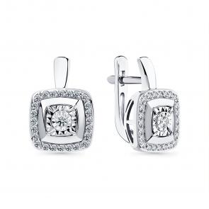 Серьги из белого золота Мастер Бриллиант с бриллиантом 05M2-209124-00-00 фото