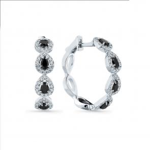 Серьги из белого золота Мастер Бриллиант с бриллиантом и чёрным бриллиантом 05M2-209134-00-55 фото