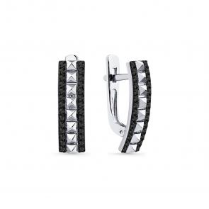 Серьги из белого золота Мастер Бриллиант с чёрным бриллиантом 05M2-209186-00-48 фото