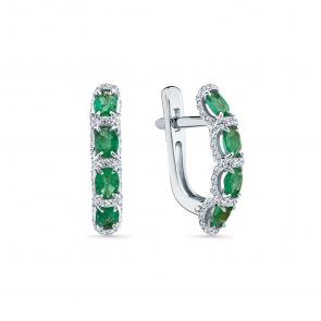 Серьги из белого золота Мастер Бриллиант с бриллиантом и изумрудом 05M2-209243-70-01 фото