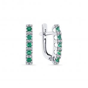 Серьги из белого золота Мастер Бриллиант с бриллиантом и изумрудом 05M2-209249-70-01 фото