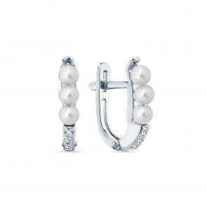 Серьги из белого золота Мастер Бриллиант с бриллиантом и жемчугом 05M2-209330-00-28 фото