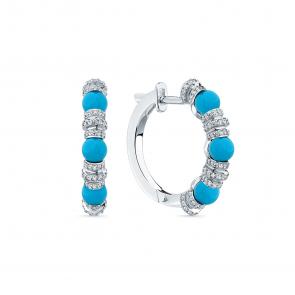 Серьги из белого золота Мастер Бриллиант с бриллиантом и бирюзой 05M2-209336-00-38 фото