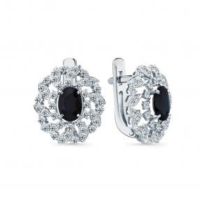 Серьги из белого золота Мастер Бриллиант с бриллиантом и сапфиром 05M2-209340-00-02 фото