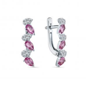 Серьги из белого золота Мастер Бриллиант с бриллиантом и сапфиром 05M2-209363-00-47 фото