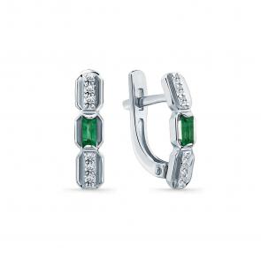 Серьги из белого золота Мастер Бриллиант с бриллиантом и изумрудом 05M2-209369-00-01 фото
