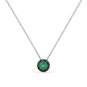 Колье из белого золота Мастер Бриллиант с изумрудом и чёрным бриллиантом 05M6-260358-00-57 фото
