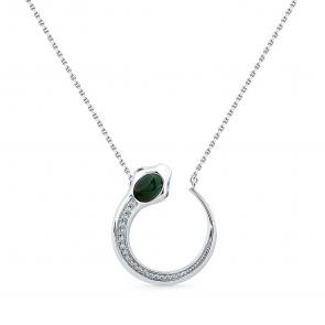 Колье Символ года Змея из белого золота Мастер Бриллиант с бриллиантом и турмалином 05M6-260593-00-60 фото