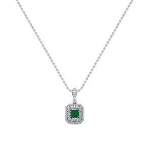 Колье из белого золота Мастер Бриллиант с бриллиантом и изумрудом 05M6-260692-00-01 фото