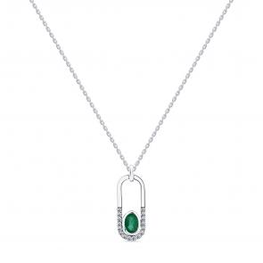Колье из белого золота Мастер Бриллиант с бриллиантом и изумрудом 05M6-260737-99-01 фото