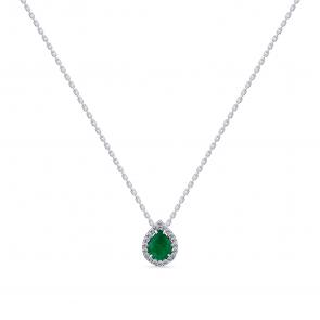 Колье из белого золота Мастер Бриллиант с бриллиантом и изумрудом 05M6-260767-00-01 фото