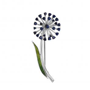 Брошь из белого золота Мастер Бриллиант с сапфиром и эмалью 05M7-270323-00-02 фото