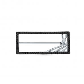 Брошь из белого золота Мастер Бриллиант с бриллиантом и чёрным бриллиантом 05M7-270329-00-55 фото