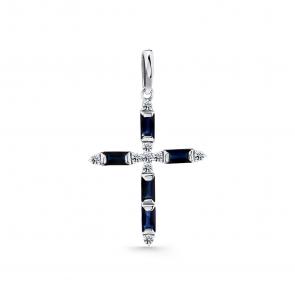 Подвеска из белого золота Мастер Бриллиант с бриллиантом и сапфиром 05M8-280372-00-02 фото