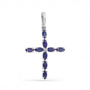 Подвеска из белого золота Мастер Бриллиант с сапфиром 05M8-370-02 фото