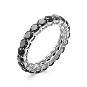 Кольцо из белого золота Бриллианты Костромы с чёрным бриллиантом 05БК01-3552/7 фото