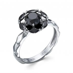 Кольцо из белого золота Бриллианты Костромы с чёрным бриллиантом 05БК01-3829/7 фото