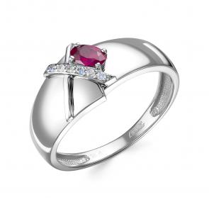 Кольцо из белого золота Бриллианты Костромы с бриллиантом и рубином 05БК01-4353/3 фото