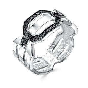 Кольцо из белого золота Бриллианты Костромы с чёрным бриллиантом 05БК01-5551/7 фото