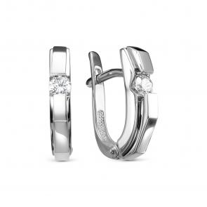 Серьги из белого золота Бриллианты Костромы с бриллиантом 05БК02-3273 фото