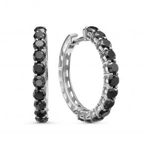 Серьги из белого золота Бриллианты Костромы с чёрным бриллиантом 05БК02-3552/7 фото