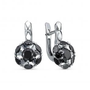 Золотые серьги Бриллианты Костромы с чёрным бриллиантом 05БК02-3829/7 фото