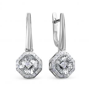Серьги из белого золота Бриллианты Костромы с бриллиантом 05БК02-3912 фото