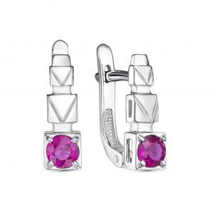 Серьги из белого золота Бриллианты Костромы с рубином 05БК02-4153/3 фото