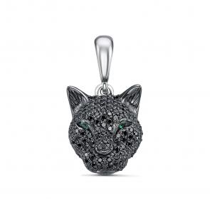 Подвеска из белого золота Бриллианты Костромы с изумрудом и чёрным бриллиантом 05БК03-0671/7 фото