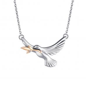 Серебряное колье АЛЬКОР с золотой накладкой и бриллиантом 06-1692/000Б-00 фото