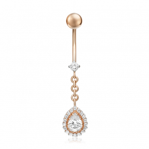 Золотой пирсинг в пупок Platina с фианитом 06-2550-00-401-1110-23 фото