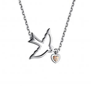 Серебряное колье АЛЬКОР с золотой накладкой и бриллиантом 06-2874/000Б-00 фото