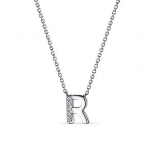 Серебряное колье буква R АЛЬКОР с фианитом 06-2980/08КЦ-00 фото
