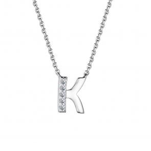 Серебряное колье-буква K АЛЬКОР с фианитом 06-2980/12КЦ-00 фото