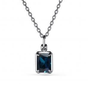 Серебряное колье АЛЬКОР с ситаллом цвета Лондон топаз 06-3148/0НСЛ-00 фото