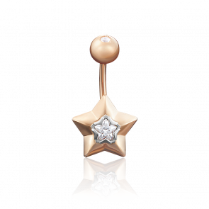 Пирсинг в пупок из комбинированного золота Platina с фианитом 06-3319-00-501-1111-38 фото