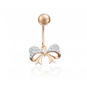 Золотой пирсинг в пупок Platina с ювелирным кристаллом 06-3324-00-801-1110-55 фото