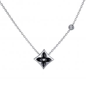 Серебряное колье АЛЬКОР с бриллиантом и эмалью 06-3361/000Б-00 фото