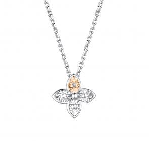 Серебряное колье АЛЬКОР с золотой накладкой и бриллиантом 06-3714/000Б-00 фото